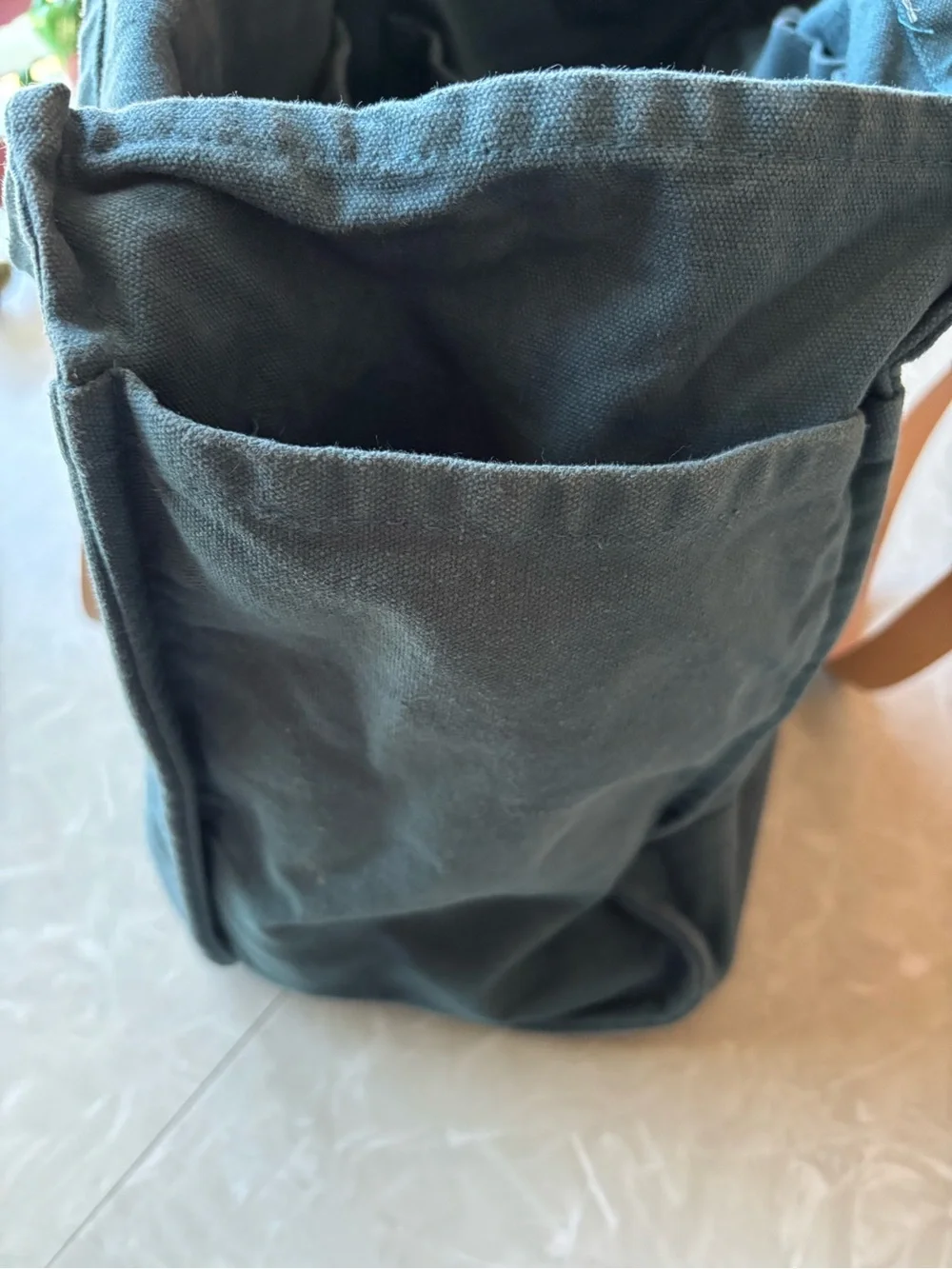FEED Canvas Tote Bag Green w/ Leather Straps | Ethical Market